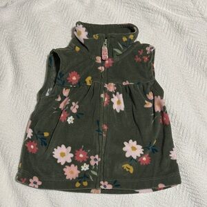 Carter’s floral fleece vest, green/pink, 3M